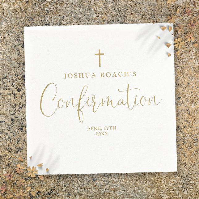 Modern Elegant Gold Script Confirmation Napkins (Modern Elegant Gold Script Confirmation Napkins)