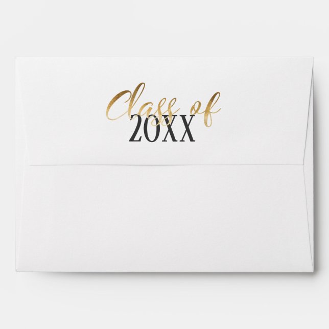 Modern Elegant Gold Script Graduation Envelope (Back (Top Flap))
