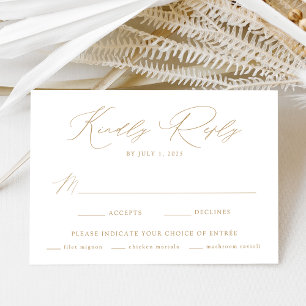 Modern Elegant Gold Script Meal Choice RSVP Card