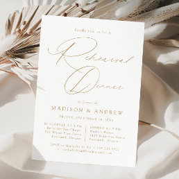 Modern Elegant Gold Script Rehearsal Dinner Invitation