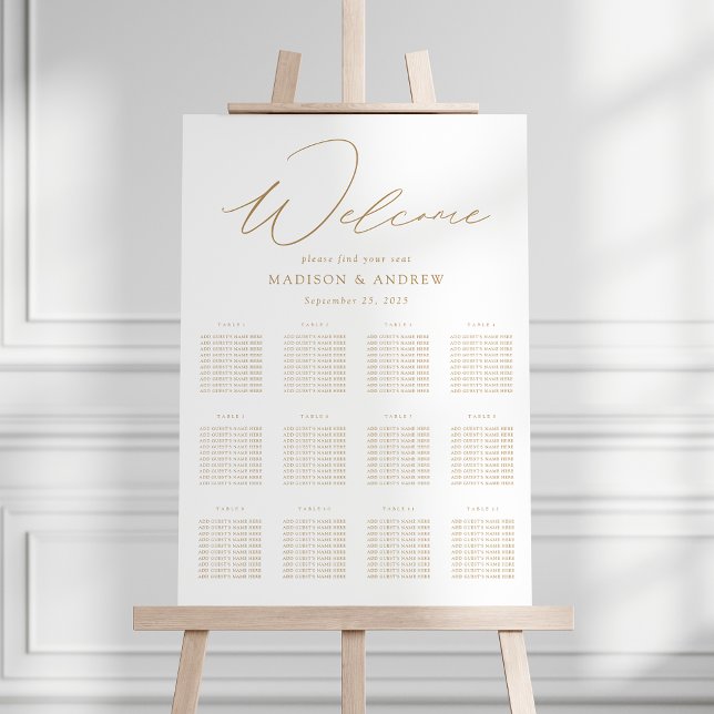 Modern Elegant Gold Script Seating Chart Foam Board (Creator Uploaded)