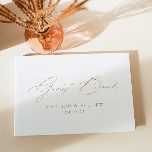 Modern Elegant Gold Script Wedding Guest Book