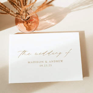 Modern Elegant Gold Script Wedding Guest Book