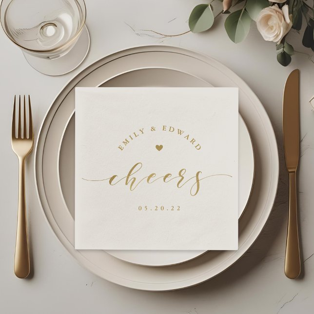 Modern Elegant Gold Script Wedding Napkins (Creator Uploaded)