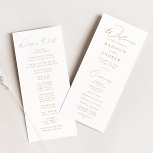 Modern Elegant Gold Script Wedding Program