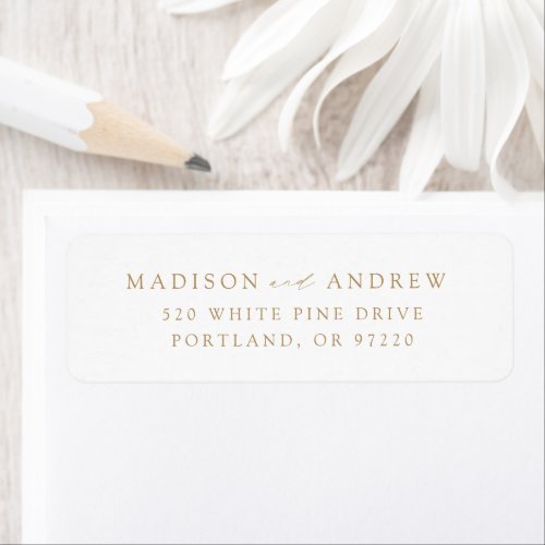 Modern Elegant Gold Script Wedding Return Address Label