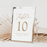 Modern Elegant Gold Script Wedding Table Number<br><div class="desc">Trendy, minimalist wedding table number cards featuring gold modern lettering with "Table" in modern calligraphy script. The design features a white background or a color of your choice. The design repeats on the back. To order the table cards: add your name, wedding date, and table number. Add each number to...</div>