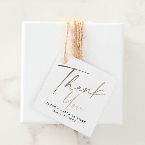 Modern Elegant Gold Script Wedding Thank You Favor Tags