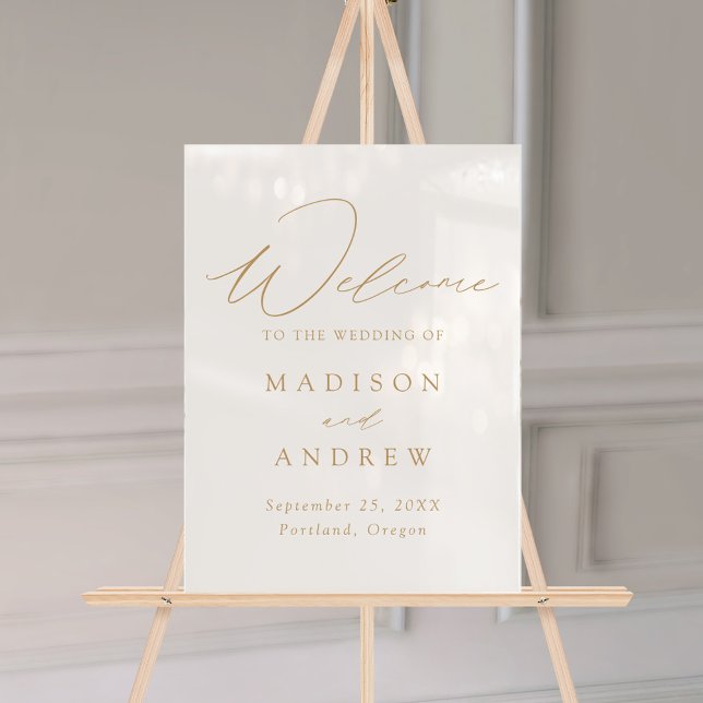 Modern Elegant Gold Script Wedding Welcome Acrylic Sign (Creator Uploaded)