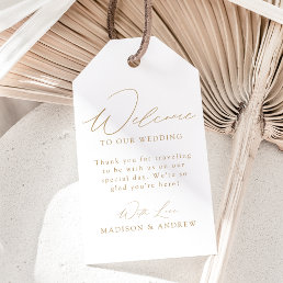 Modern Elegant Gold Script Wedding Welcome Gift Tags