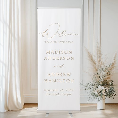 Modern Elegant Gold Script Wedding Welcome Retractable Banner