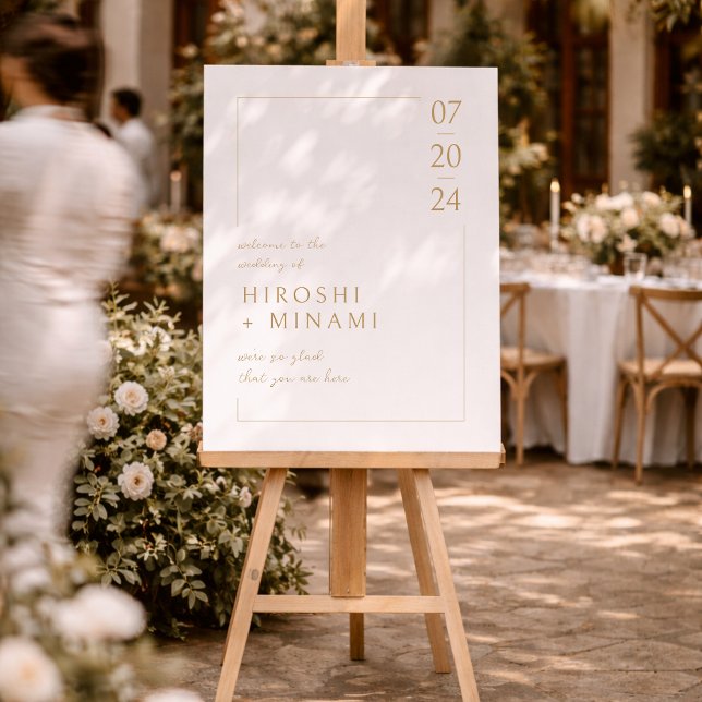 Modern Elegant Gold Script & White Outline Wedding Foam Board (Creator Uploaded)
