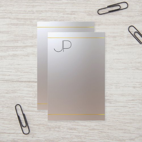 Modern Elegant Gold Silver Look Monogram Template Business Card