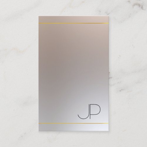 Modern Elegant Gold Silver Look Monogrammed Business Card