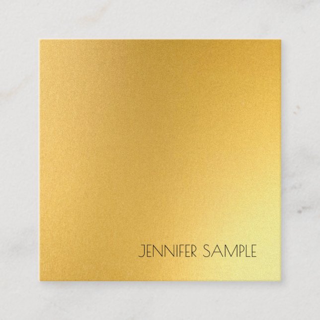 Modern Elegant Gold Simple Glam Template Luxurious Square Business Card (Front)