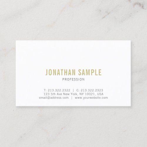 Modern Elegant Gold Simple Professional Plain Business Card