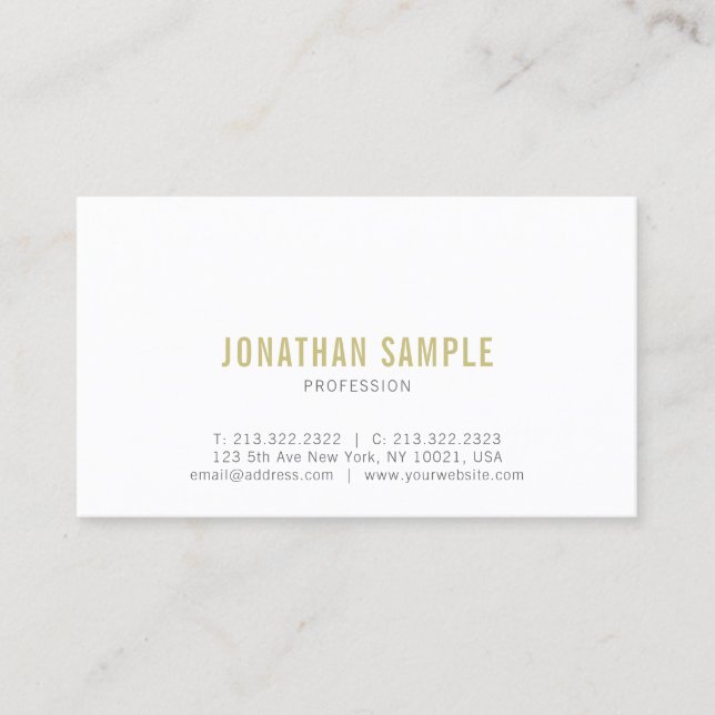 Modern Elegant Gold Simple Professional Plain Business Card (Front)