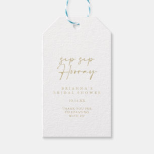 Modern Elegant Gold Sip Sip Hooray Bridal Shower Gift Tags