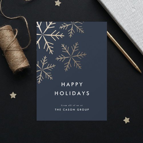 Modern Elegant Gold Snowflakes Business Holiday Card