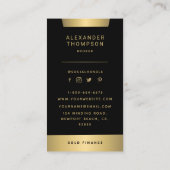 Modern Elegant Gold Stripe CEO Professional Photo Business Card (Back)