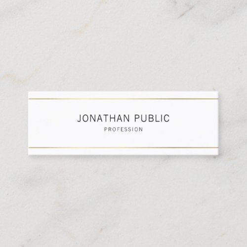 Modern Elegant Gold Striped Clean Professional Mini Business Card