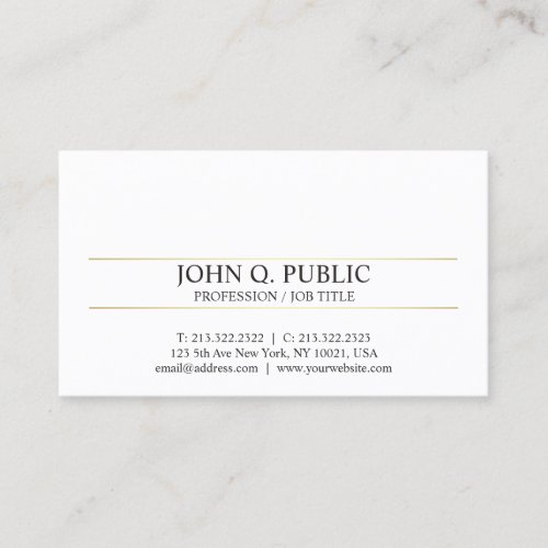 Modern Elegant Gold Striped Minimalist Plain Business Card