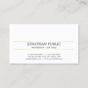Modern Elegant Gold Striped Minimalistic Plain Business Card