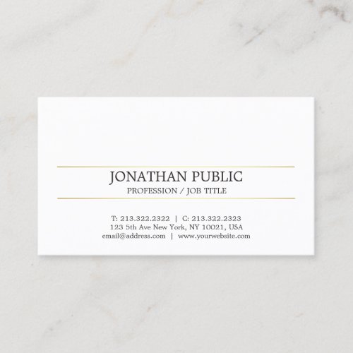 Modern Elegant Gold Striped Minimalistic Plain Business Card