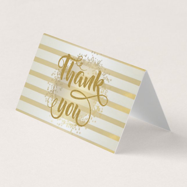 Modern Elegant Gold Striped  Thank You Card (Front)