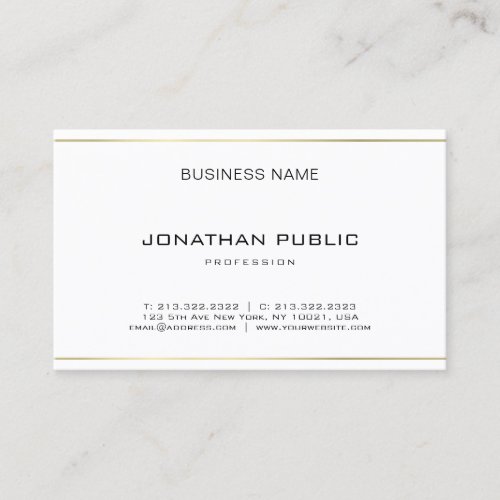 Modern Elegant Gold Stripes Simple Professional Business Card