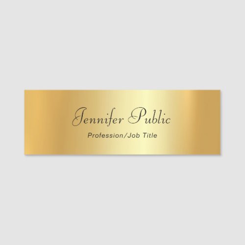 Modern Elegant Gold Template Handwritten Script Name Tag