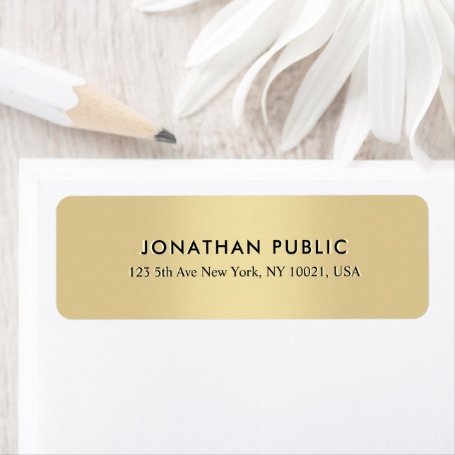 Modern Elegant Gold Template Return Address Label (Insitu)