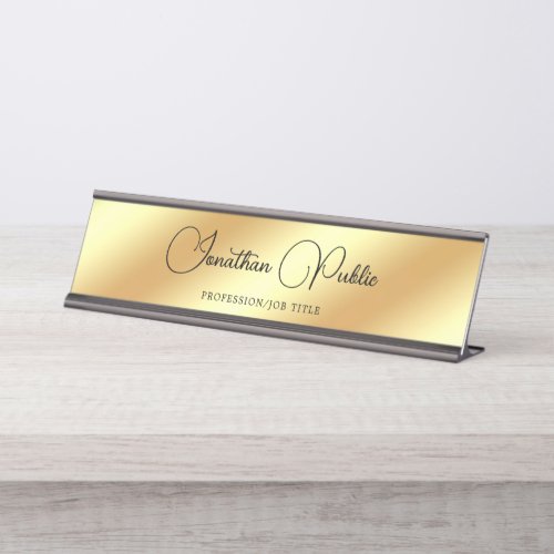 Modern Elegant Gold Template Typography Name Desk Name Plate