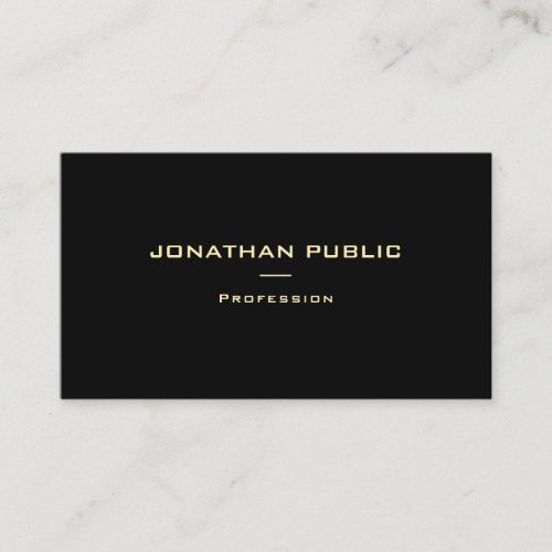 Modern Elegant Gold Text Black Template Top Trendy Business Card