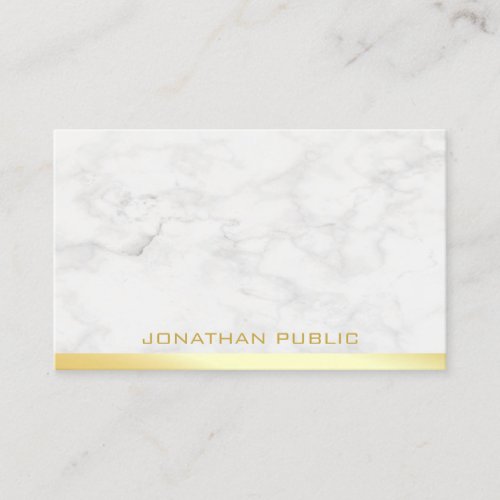 Modern Elegant Gold Text Name Marble Template Business Card