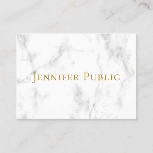 Modern Elegant Gold Text White Marble Template Business Card