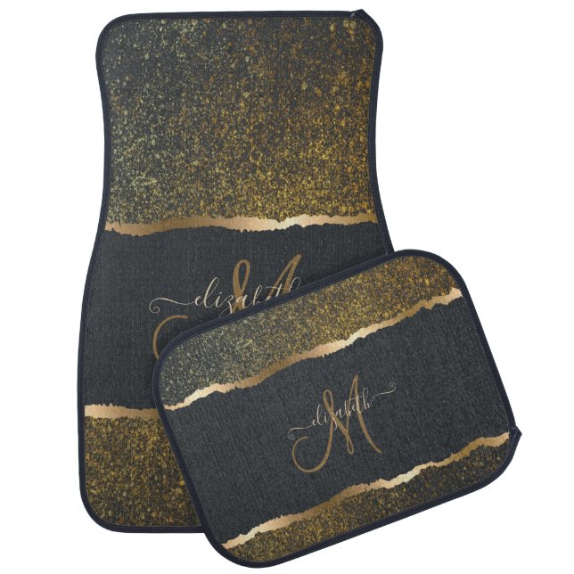 Modern Elegant Gold Touch Monogram Car Floor Mat (Set)