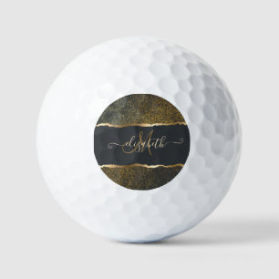 Modern Elegant Gold Touch Monogram Golf Balls