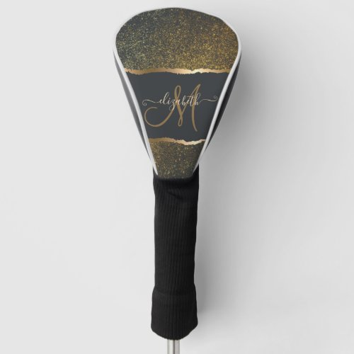 Modern Elegant Gold Touch Monogram Golf Head Cover