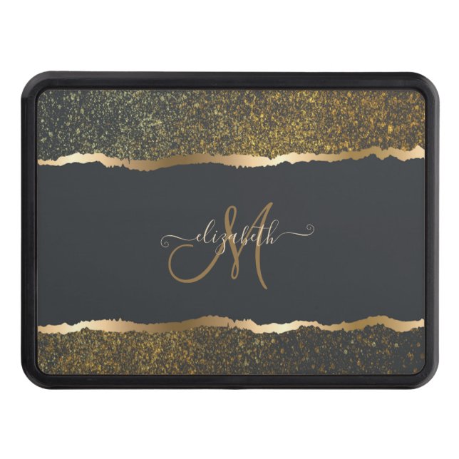 Modern Elegant Gold Touch Monogram Hitch Cover (Front)