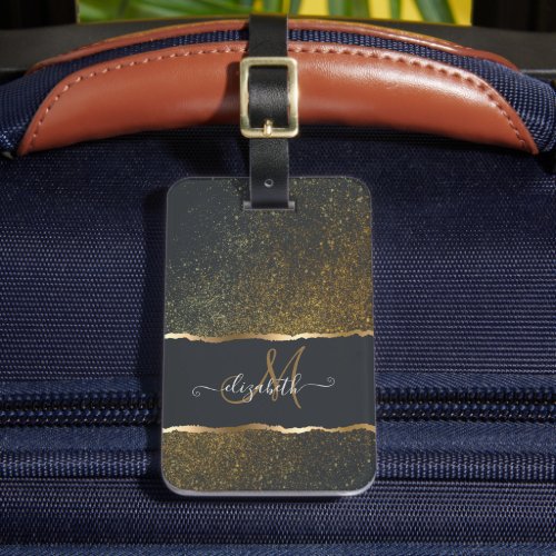 Modern Elegant Gold Touch Monogram Luggage Tag