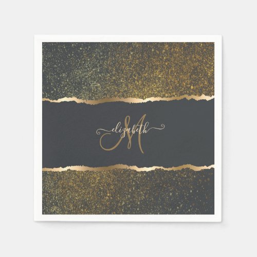 Modern Elegant Gold Touch Monogram Napkins