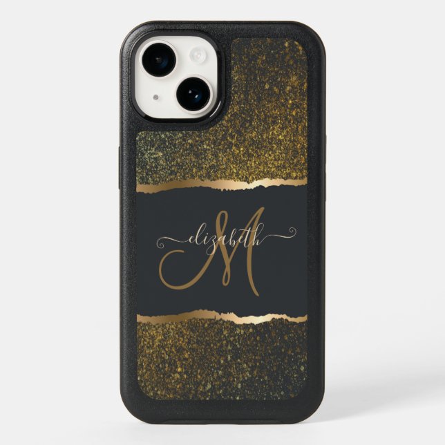 Modern Elegant Gold Touch Monogram Otterbox iPhone Case (Back)