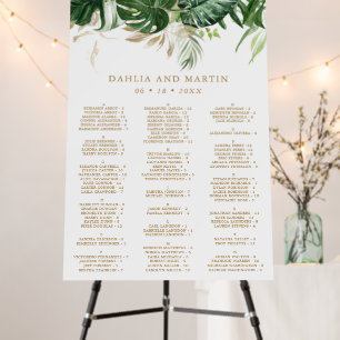 Modern Elegant Gold Tropical Wedding Seating Chart Foam Board