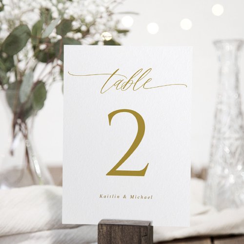 Modern Elegant Gold Wedding Double Table Numbers