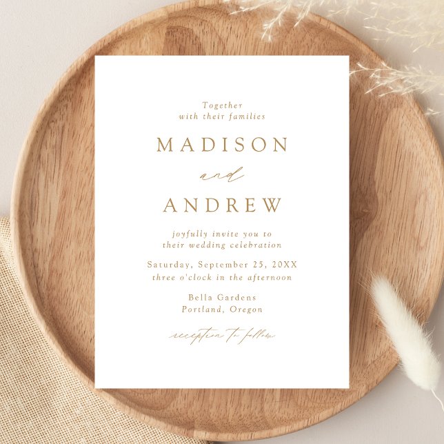Modern Elegant Gold Wedding Invitation Postcard (Creator Uploaded)
