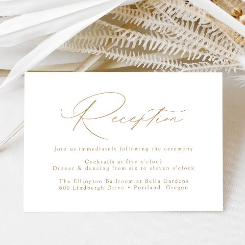 Modern Elegant Gold Wedding Reception Enclosure Card