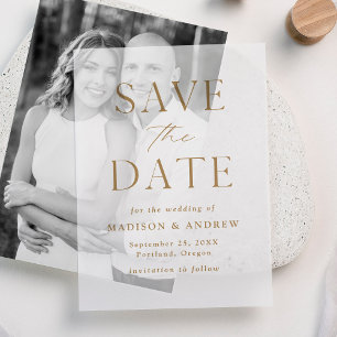 Modern Elegant Gold Wedding Save the Date Vellum Invitations