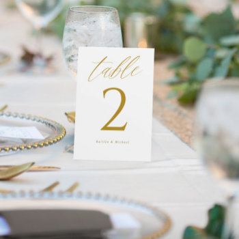 Modern Elegant Gold Wedding Table Numbers by KarmaKDesigns at Zazzle