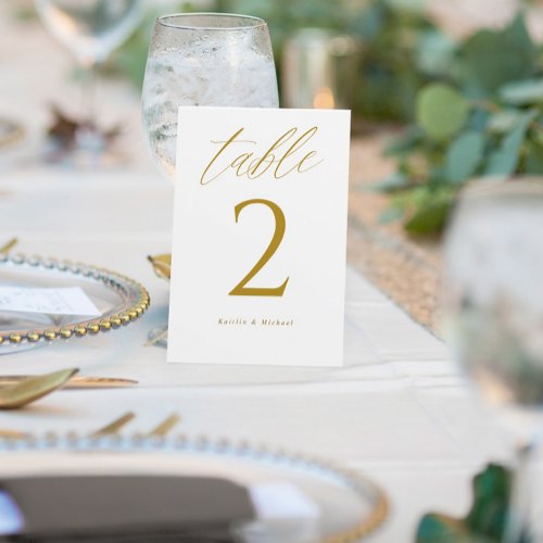 Modern Elegant Gold Wedding Table Numbers